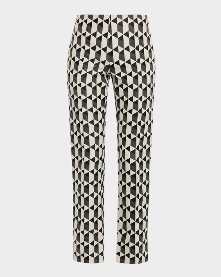 Lisa Geo Jacquard Straight-Leg Split Pants by AMIR TAGHI
