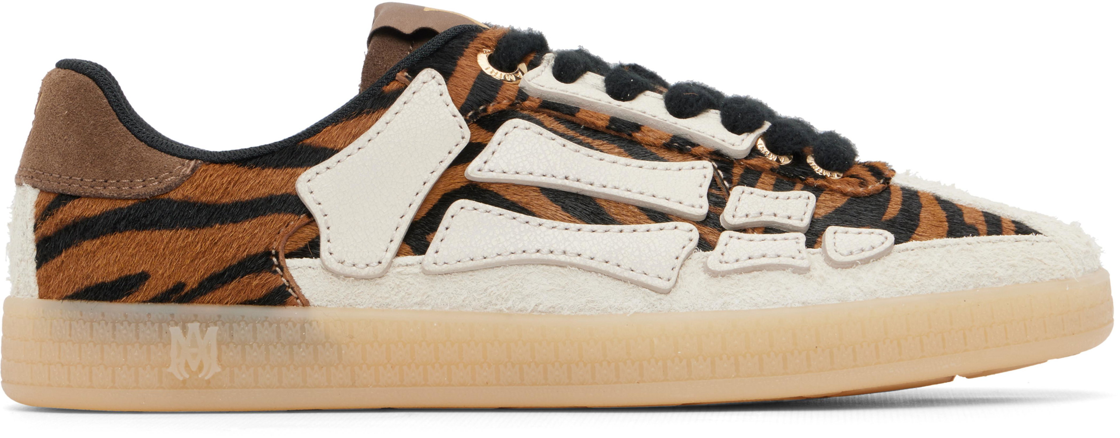 Beige Zebra Pacific Bones Sneakers by AMIRI