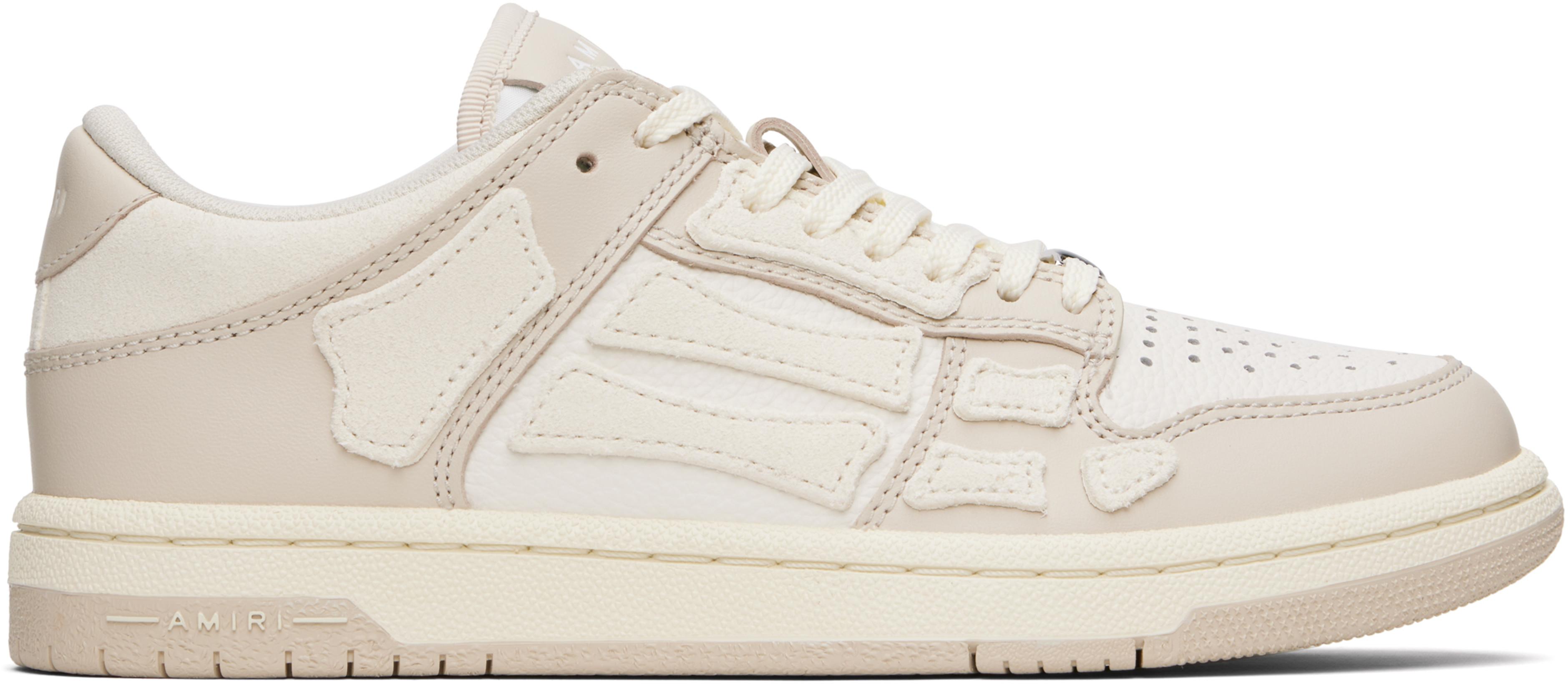 Beige & White Skel-Top Low Sneakers by AMIRI