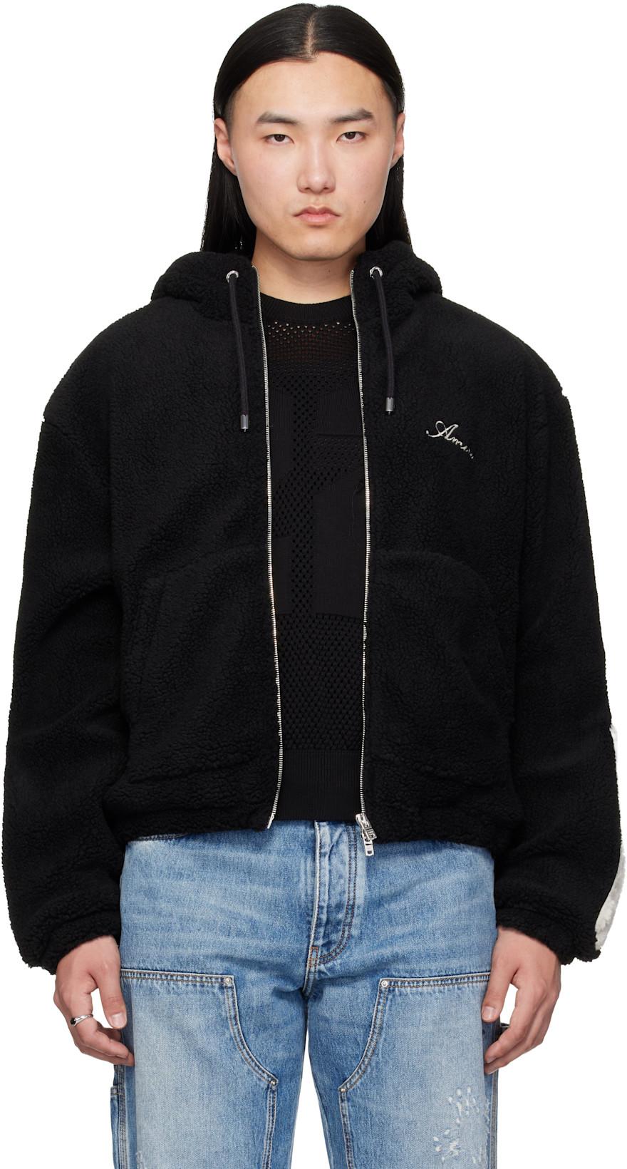 Black Bones Fleece Zip Hoodie by AMIRI