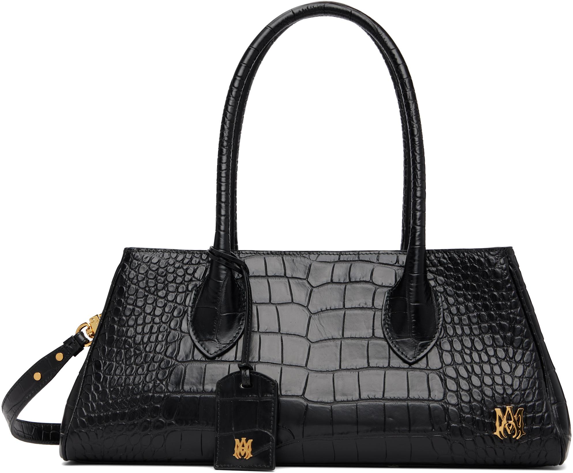Black Embossed Croc Honey 40 Shoulder Bag by AMIRI