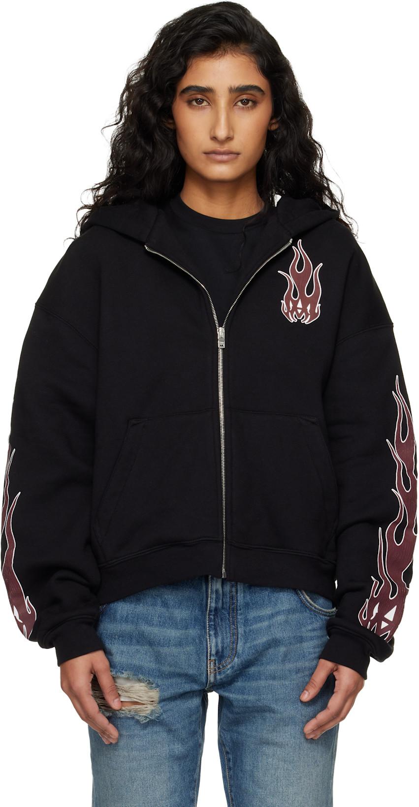 Black Flames Zip Hoodie by AMIRI