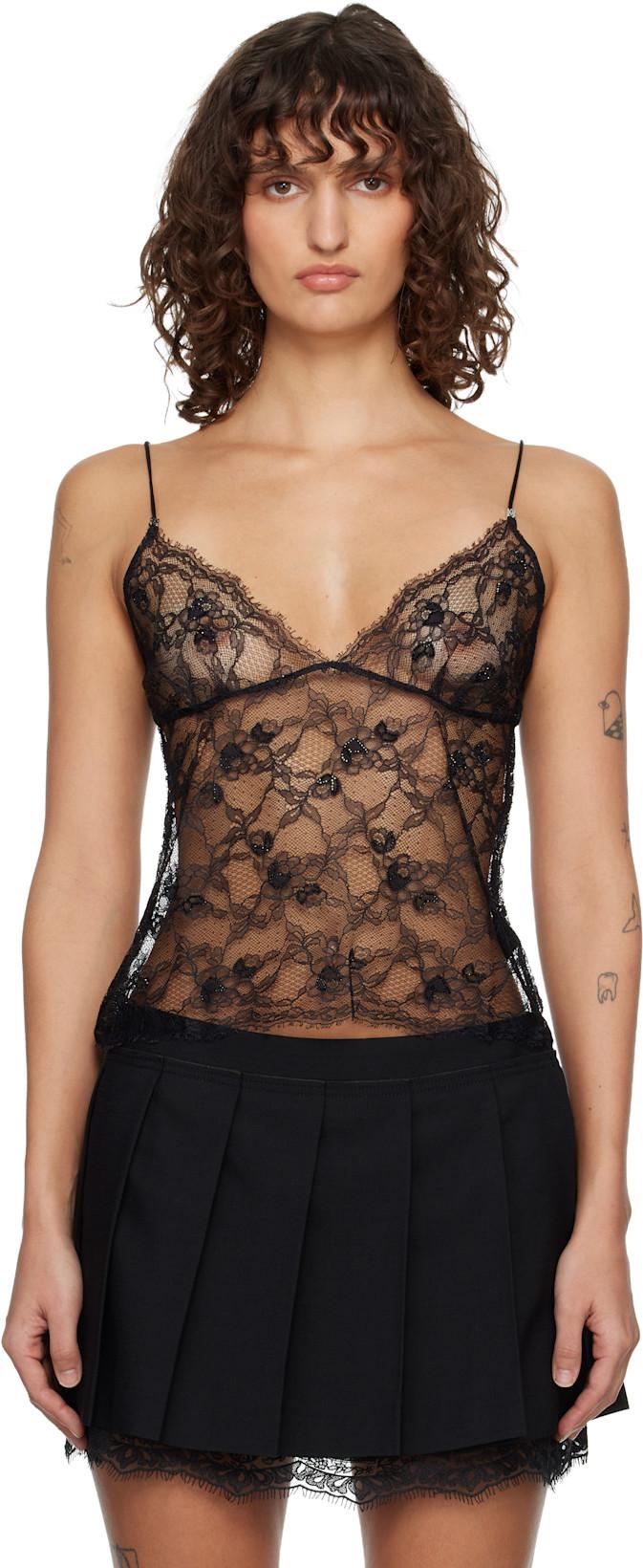 Black Lace Cami Top by AMIRI