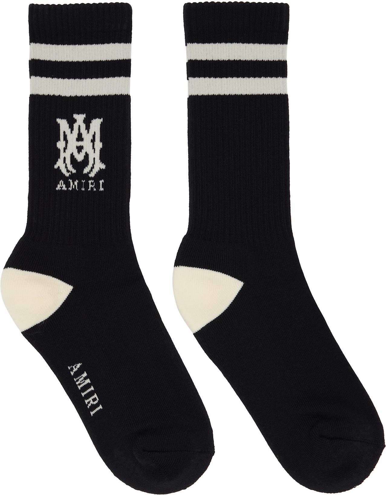 Black MA Stripe Socks by AMIRI