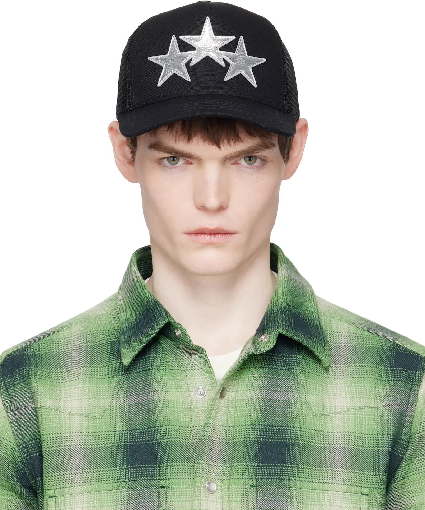 Black Metallic 3 Star Trucker Cap by AMIRI