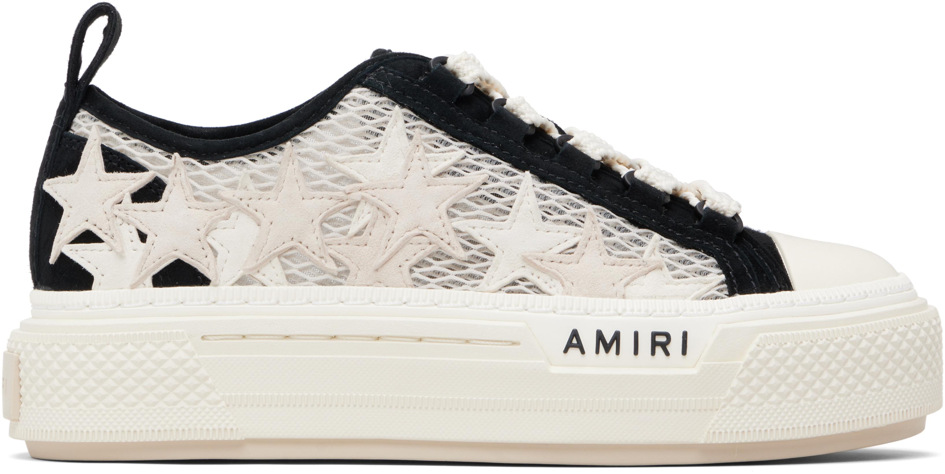 Black & Off-White Mesh Stars Court Low Sneakers by AMIRI