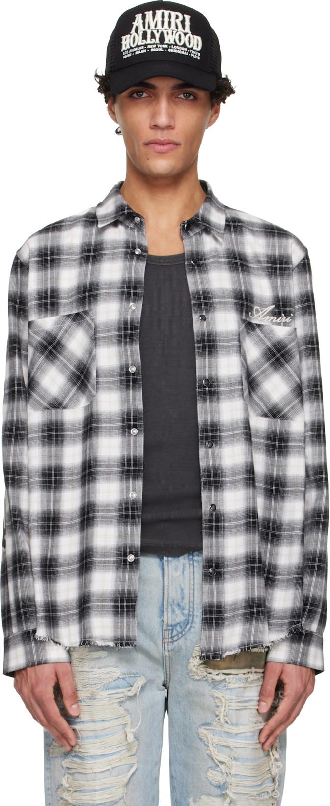 Black & White Bones Flannel Overshirt by AMIRI Black & White Bones Flannel Overshirt by AMIRI