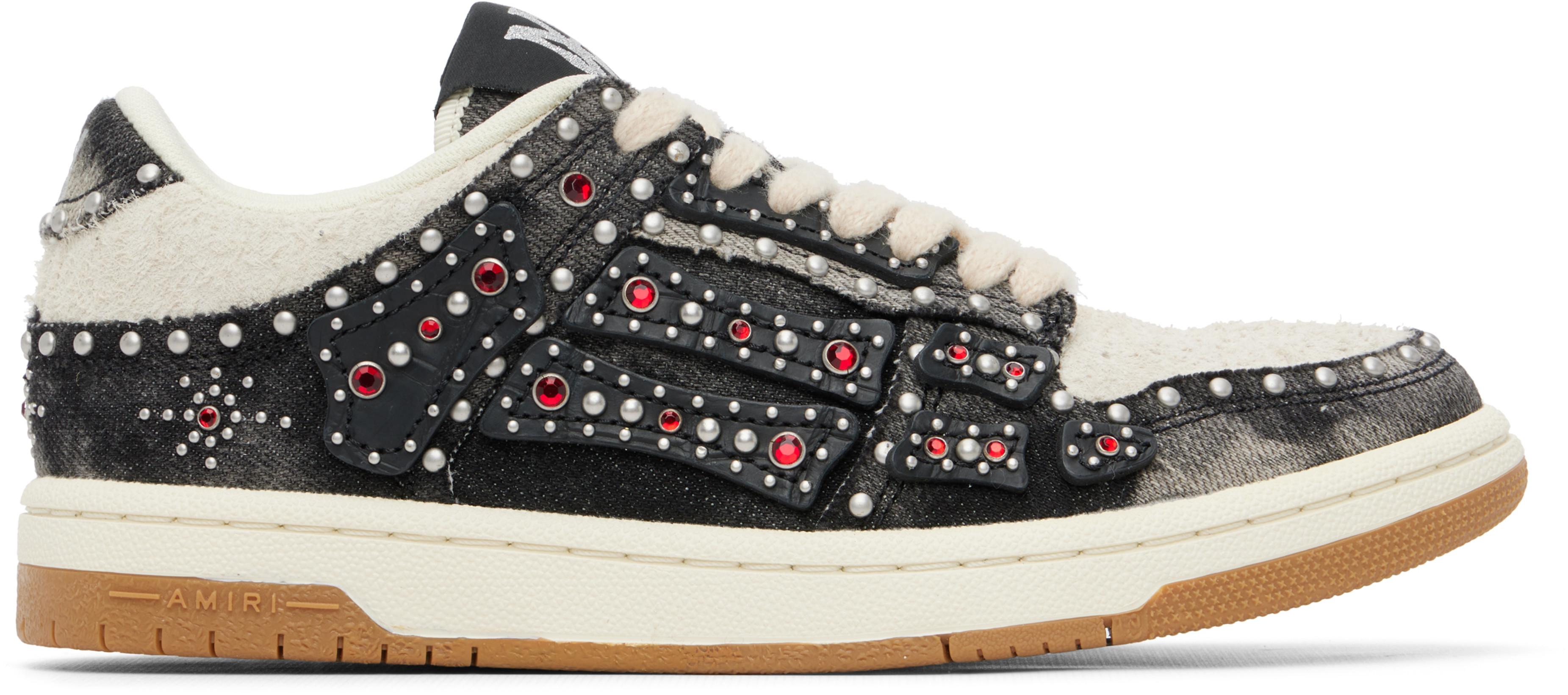 Black & White Stud Skel Top Low Sneakers by AMIRI