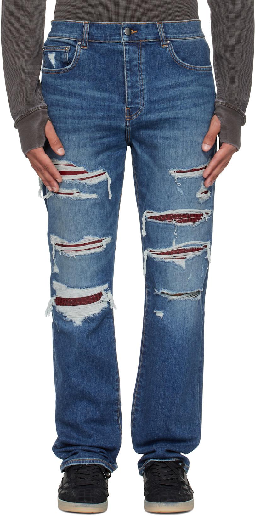 Blue Croc Slim Thrasher Jeans by AMIRI
