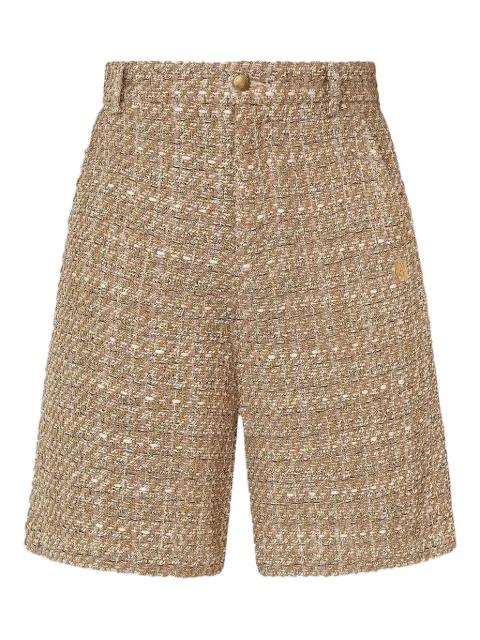 Boucle front-pleat shorts by AMIRI