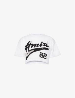 Brand-appliqué relaxed-fit stretch-woven T-shirt by AMIRI