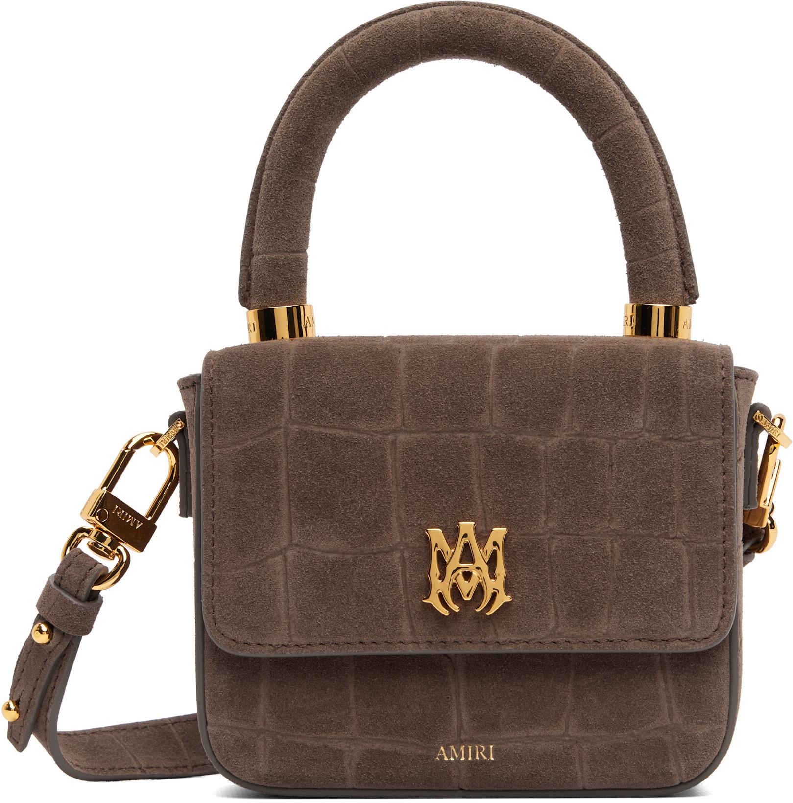 Brown Croc Suede Micro MA Bag by AMIRI