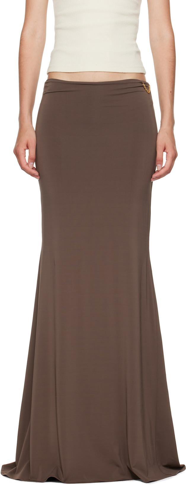 Brown Logo Chain Maxi Skirt by AMIRI