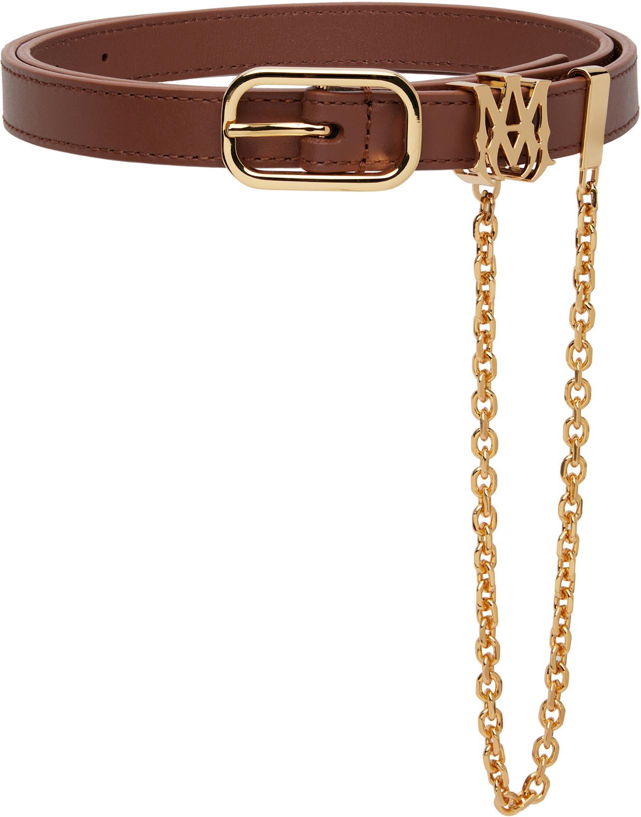 Brown MA 2CM Chain Belt by AMIRI