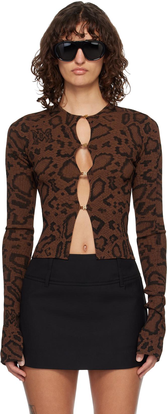 Brown MA Hardware Snake Cardigan by AMIRI
