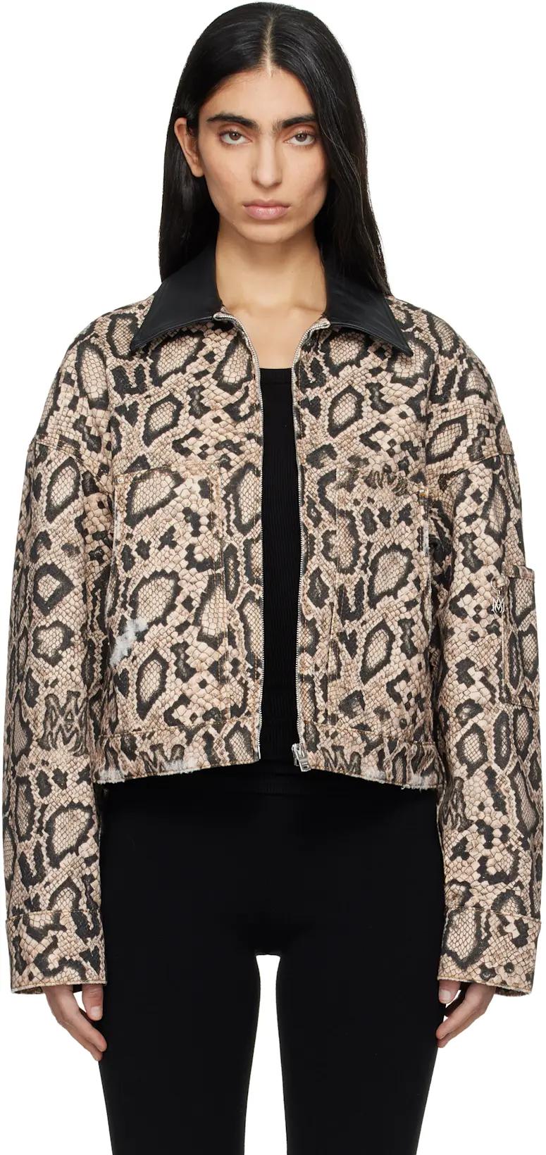 Brown & Black Snake Denim Jacket by AMIRI