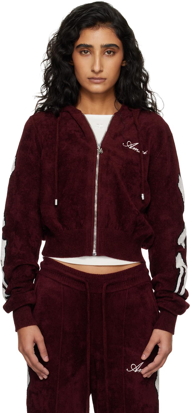 Burgundy Bones Track Jacket by AMIRI