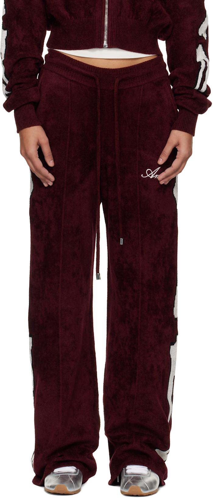 Burgundy Bones Track Pants by AMIRI