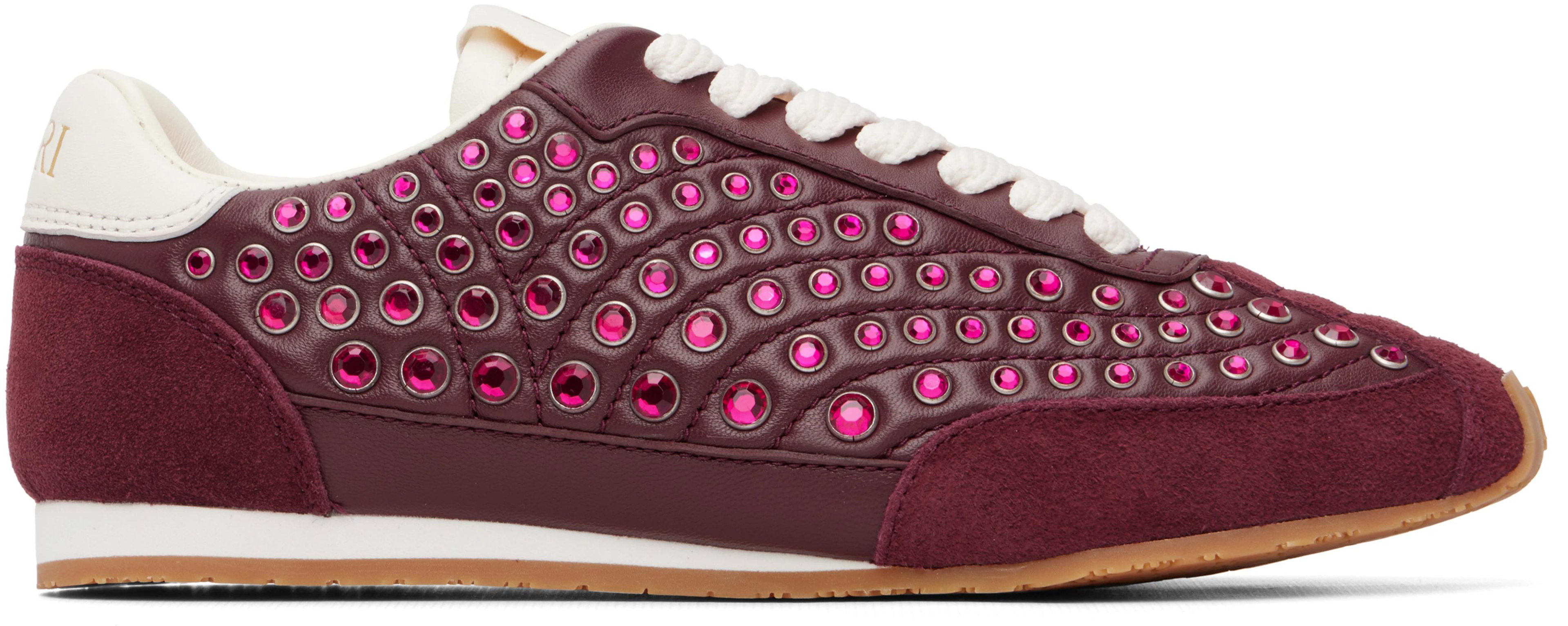 Burgundy Stud Pacific Flat Sneakers by AMIRI