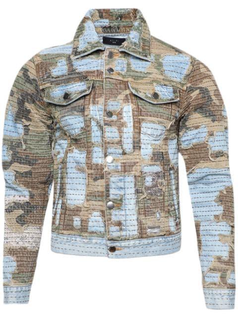 Camo Boro Repair denim jacket by AMIRI