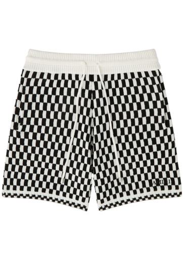 Checked-intarsia wool-blend shorts by AMIRI