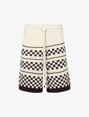Checkered Drawstring Wool-Blend Shorts by AMIRI