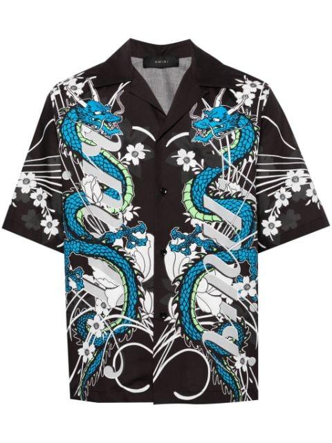 Dragon printed bowling shirt by AMIRI