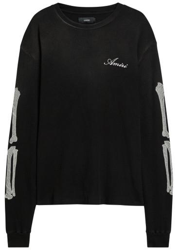 Embroidered waffle stretch-cotton top by AMIRI