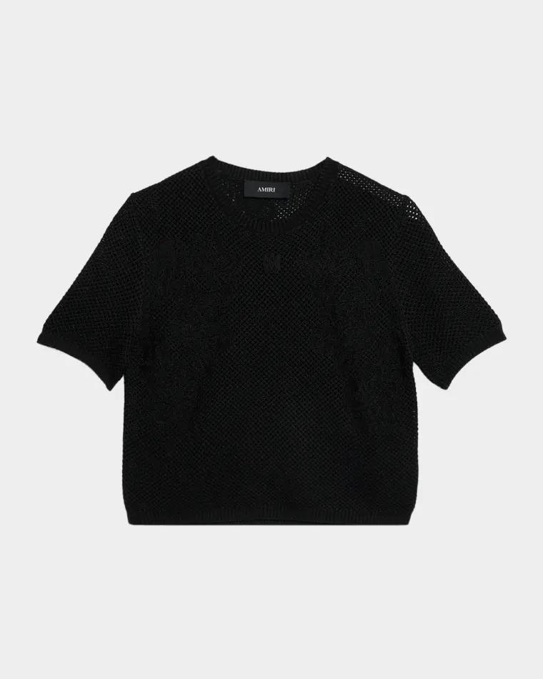 Floral Crochet Knit Short-Sleeve Top by AMIRI
