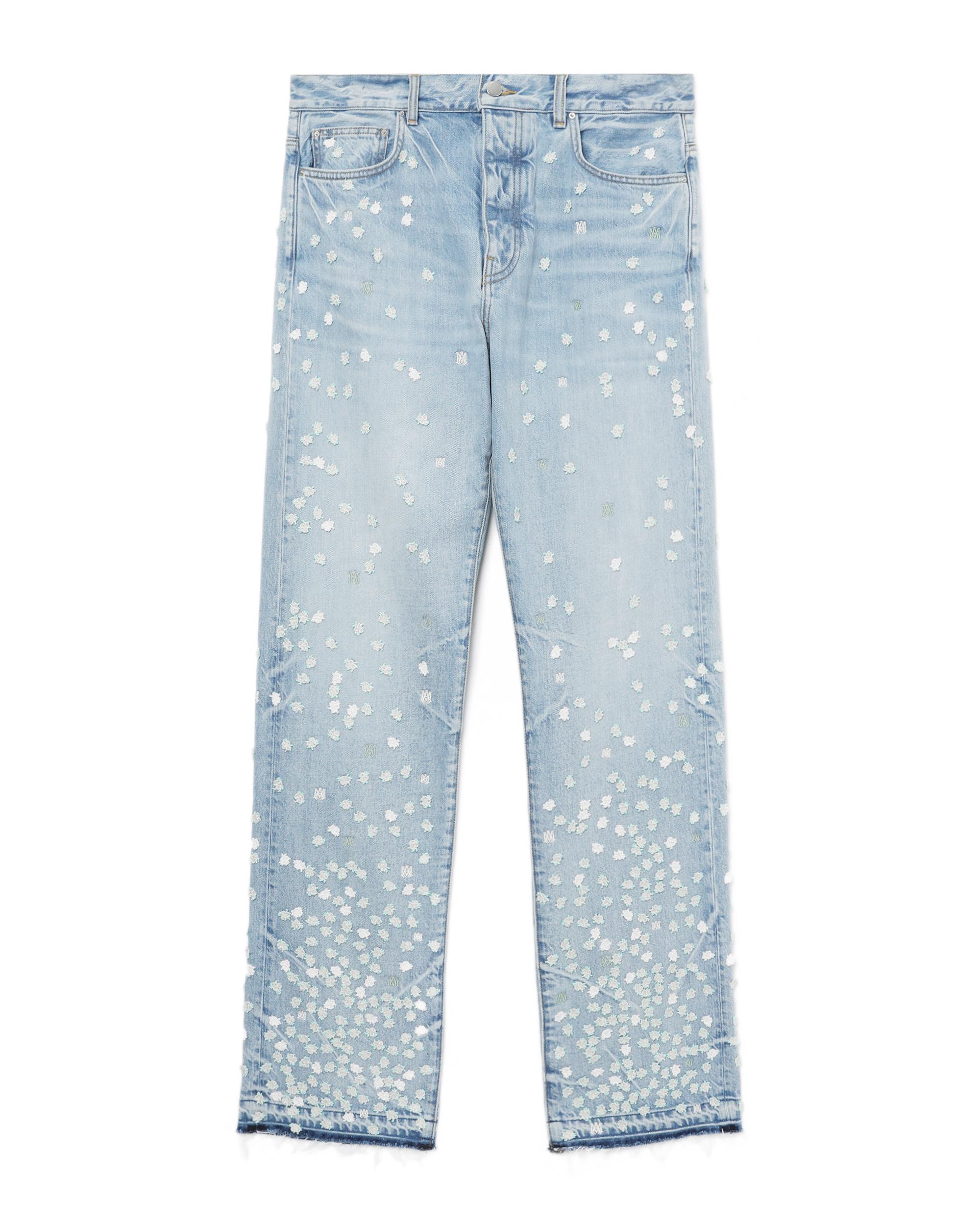 Floral-appliqué straight-leg jeans by AMIRI