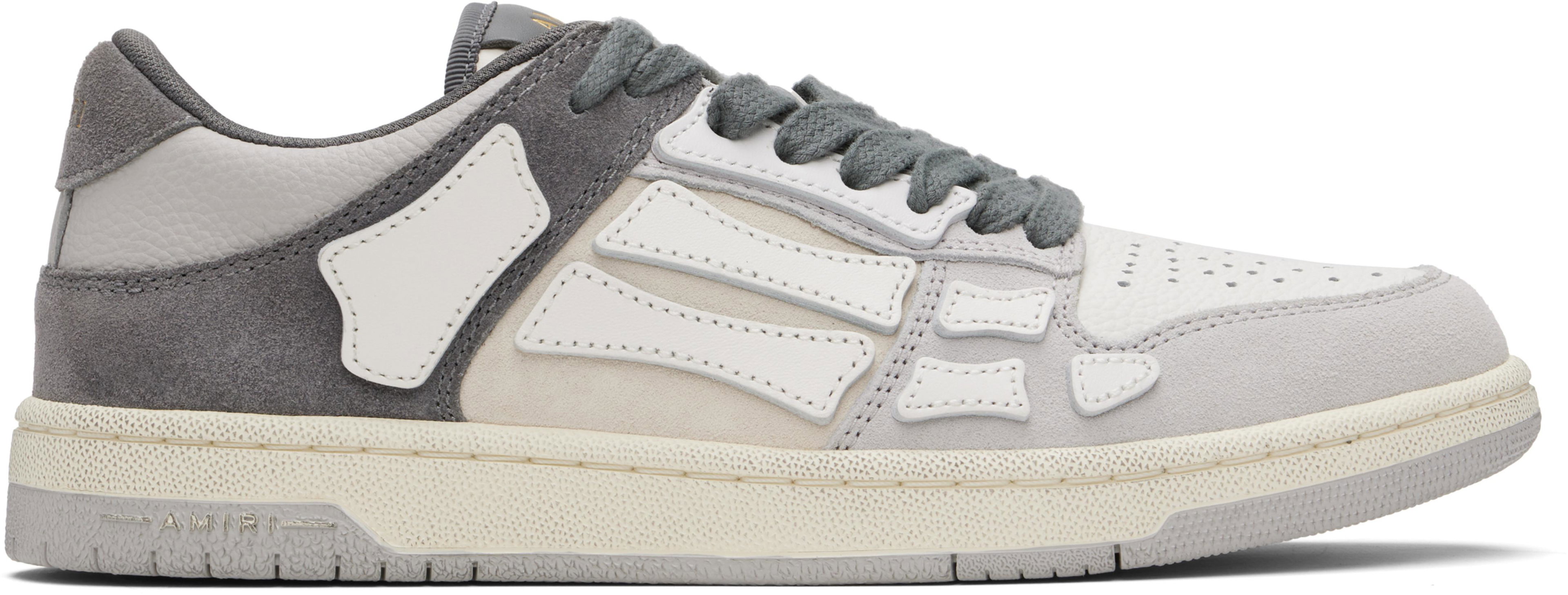 Gray Distressed Skel Top Low Sneakers by AMIRI
