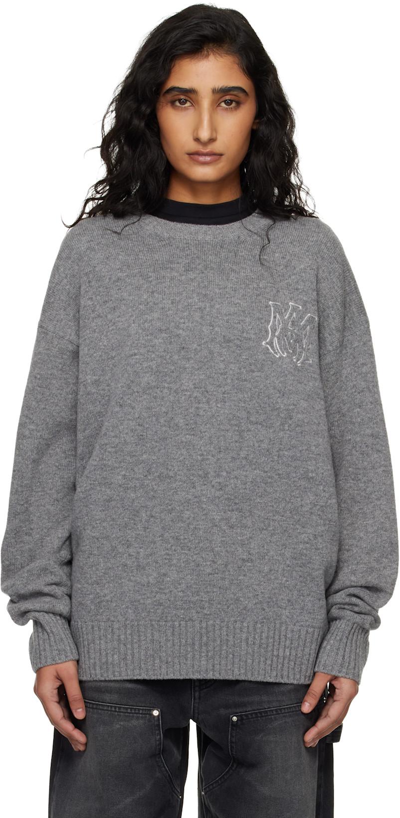 Gray MA Applique Sweater by AMIRI