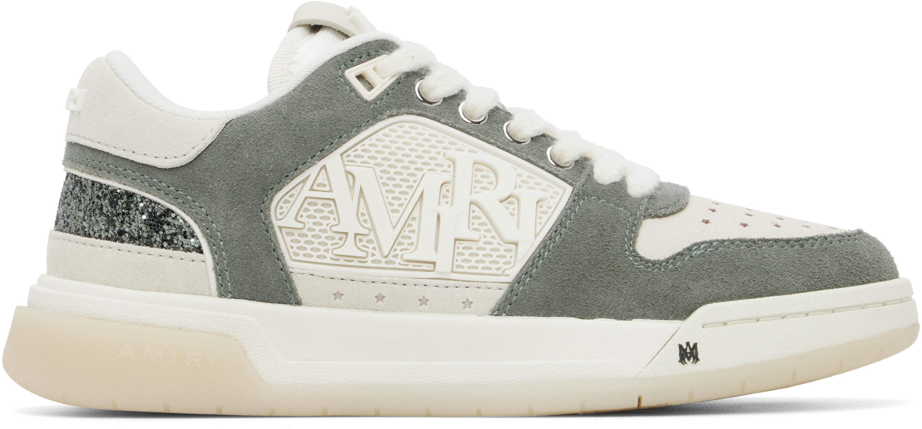 Green & Off-White Glitter Classic Low Sneakers by AMIRI
