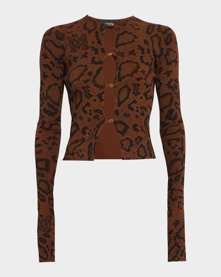 MA Buttoned Snake-Print Cardigan by AMIRI
