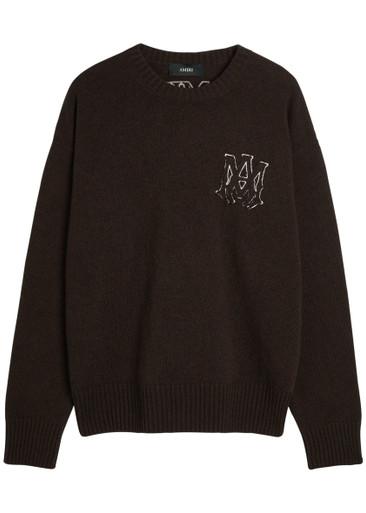 MA logo-appliquéd wool jumper by AMIRI