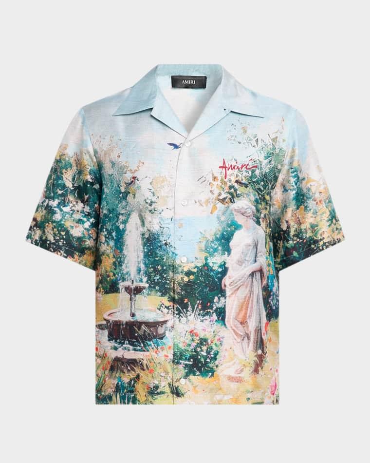 Men's Chateau Fountain Silk Camp Shirt by AMIRI