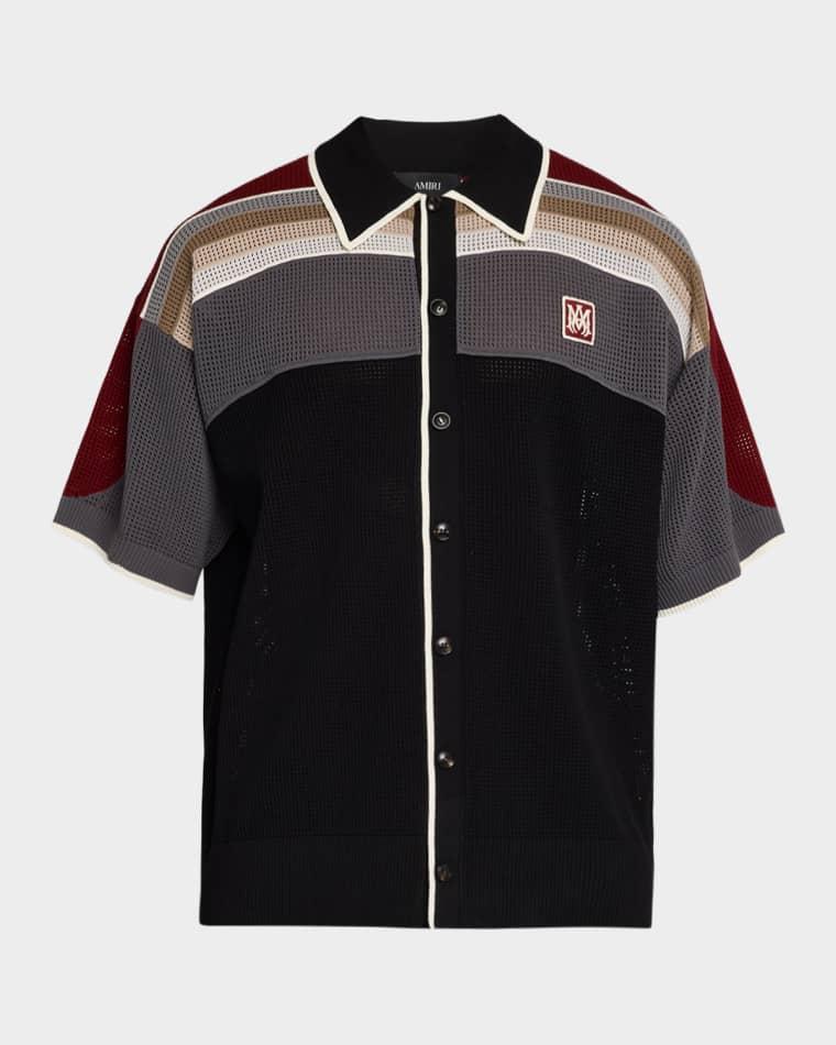 Men's Knit MA Icon Applique Short-Sleeve Shirt by AMIRI