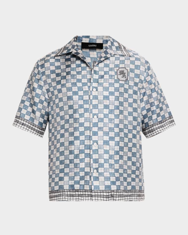Men's MA Checkered Silk Camp Shirt by AMIRI