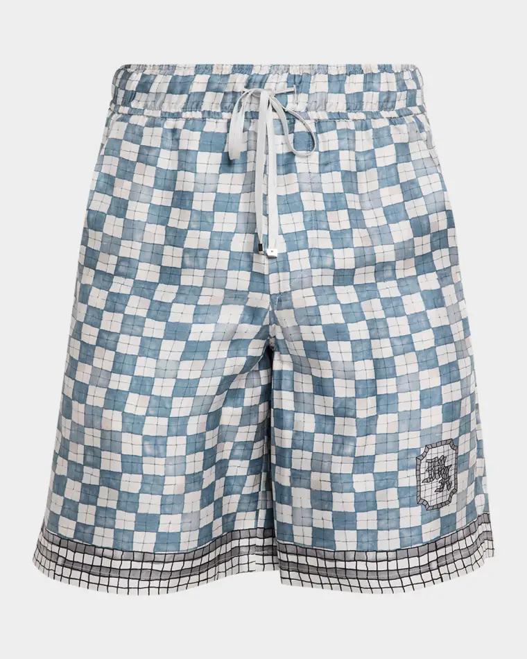 Men's MA Checkered Silk Shorts by AMIRI