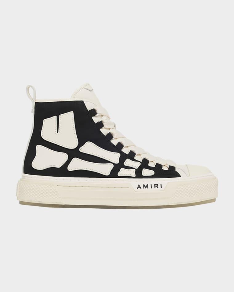 Men's Skel Court Canvas and Leather High-Top Sneakers by AMIRI