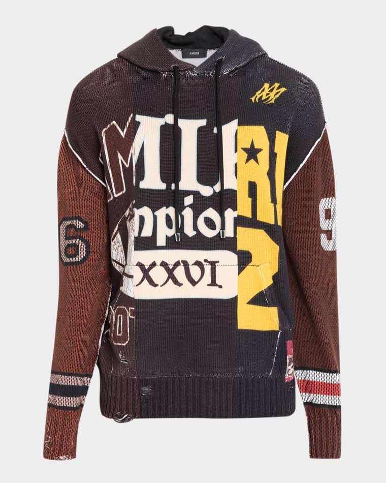 Men's Spliced Distressed Cotton Hoodie by AMIRI