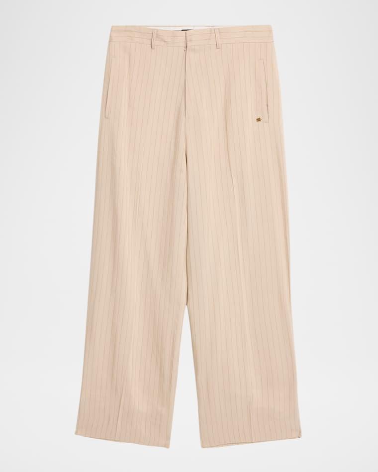 Men's Striped Linen-Blend Tailored Pants by AMIRI