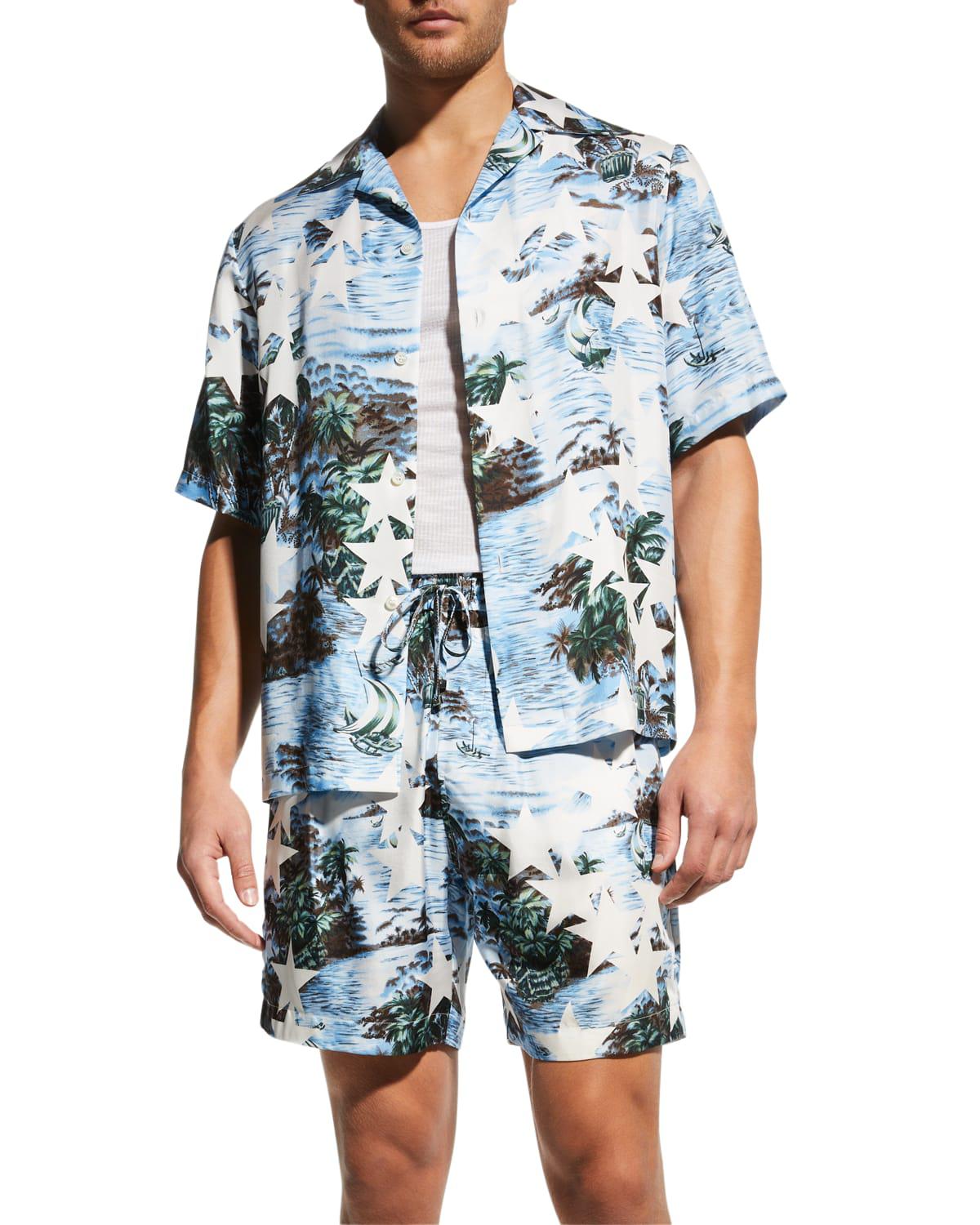 Amiri Men's Tropical Star Silk Shorts