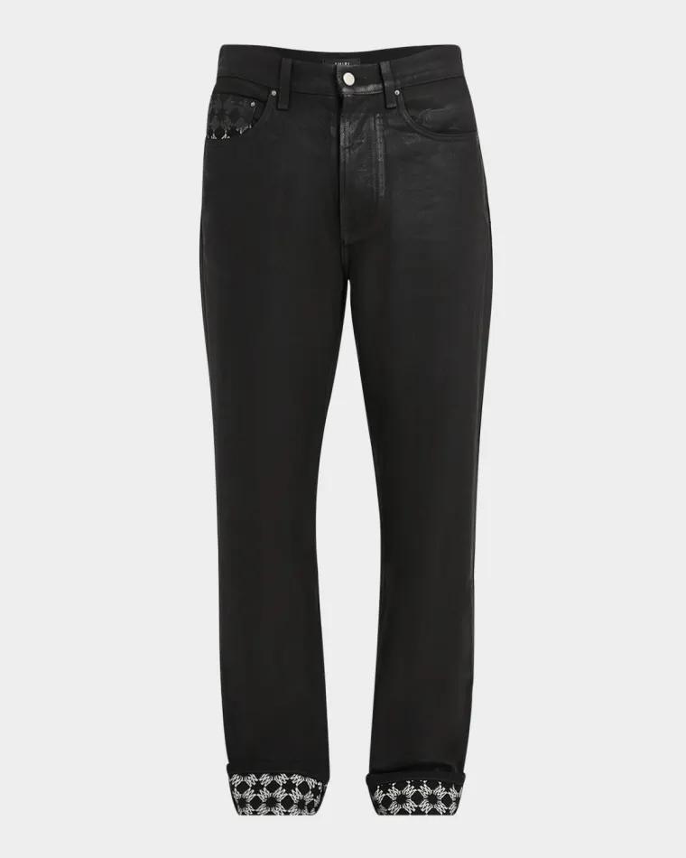 Men's Waxed MA Quad Straight-Leg Jeans by AMIRI