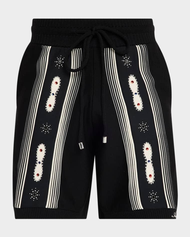 Men's Wool Knit Studded Stripe Shorts by AMIRI