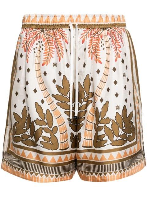 Palm Tree silk shorts by AMIRI
