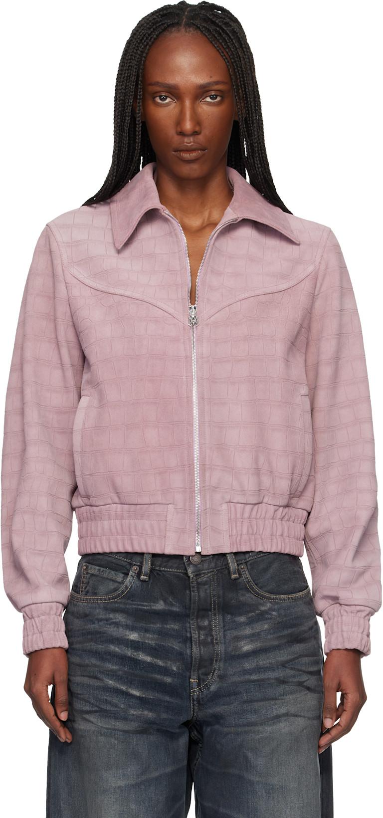 Pink Western Croc Suede Jacket by AMIRI