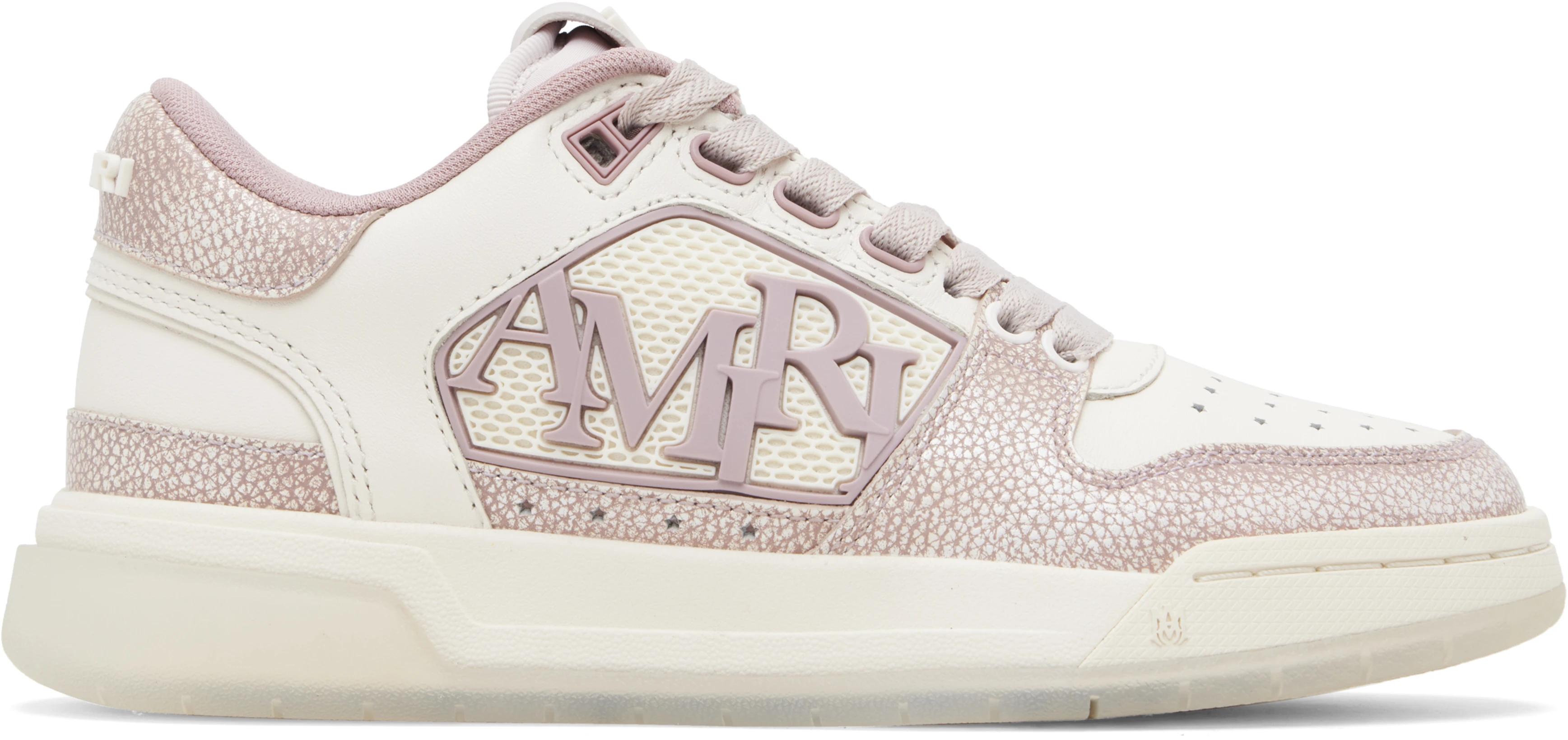 Pink & Off-White Pebbled Classic Low Sneakers by AMIRI