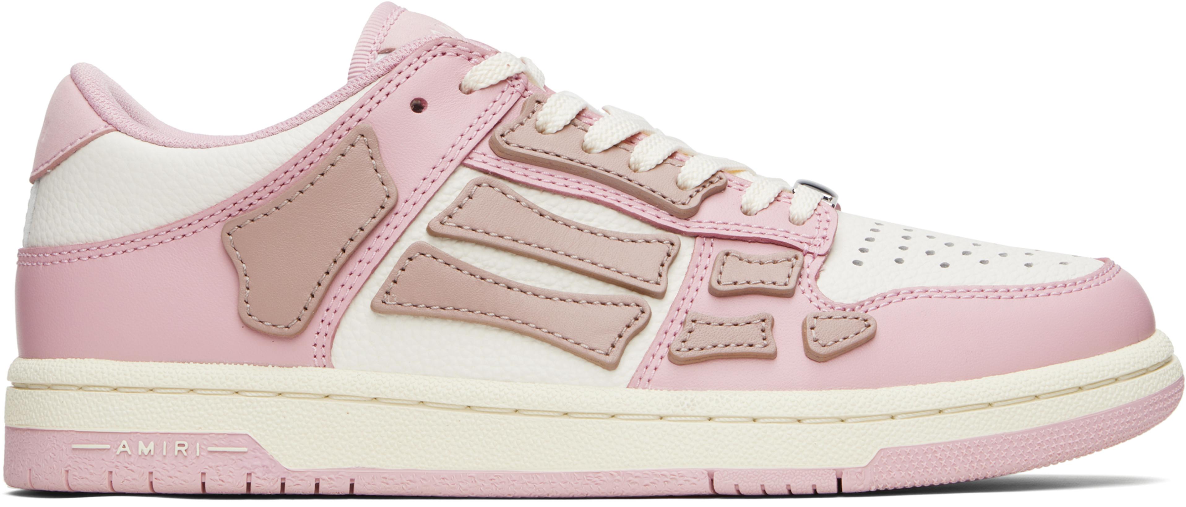 Pink & White Skel-Top Low Sneakers by AMIRI
