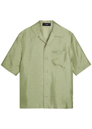 Polka Dot pearl button silk shirt by AMIRI